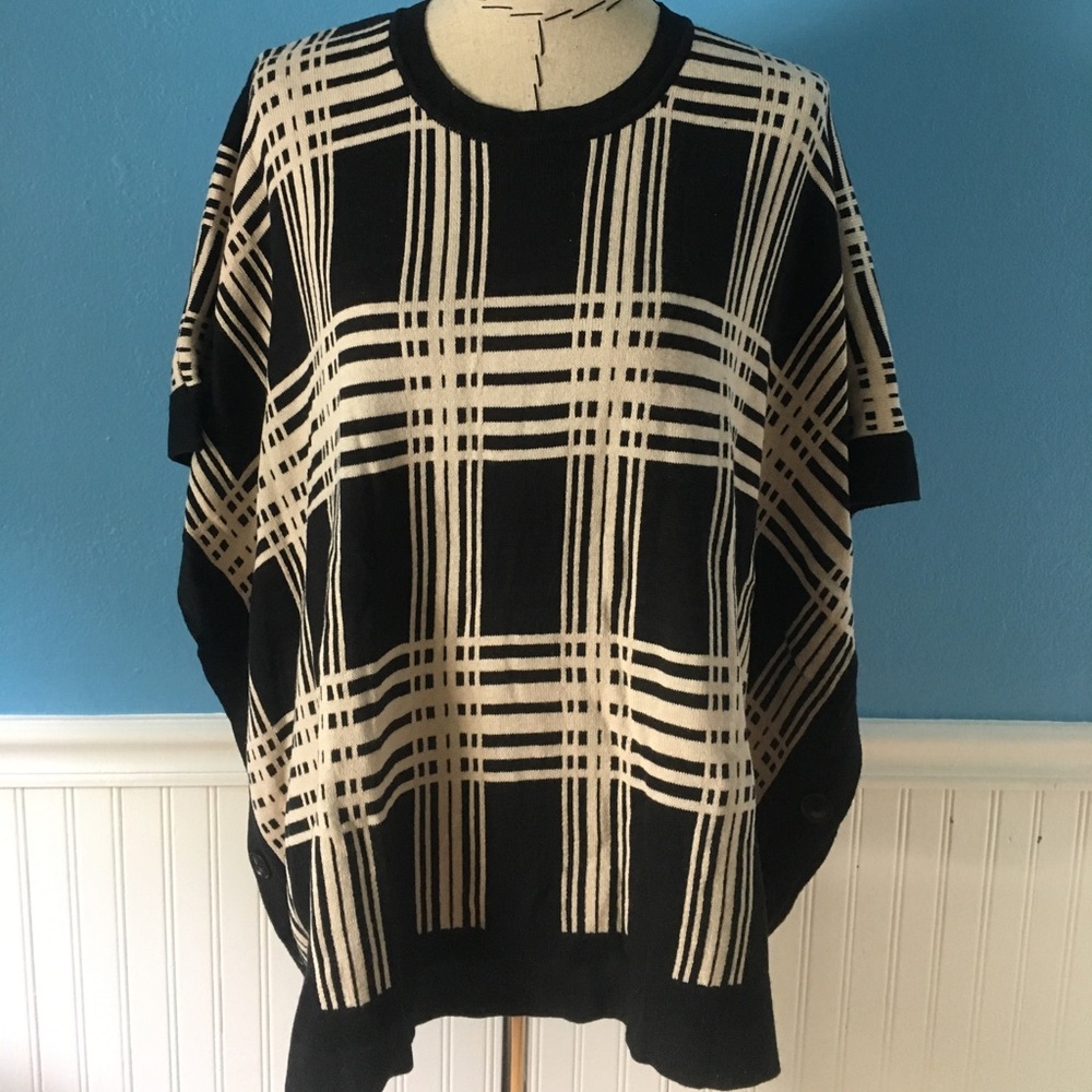 Black and cream poncho